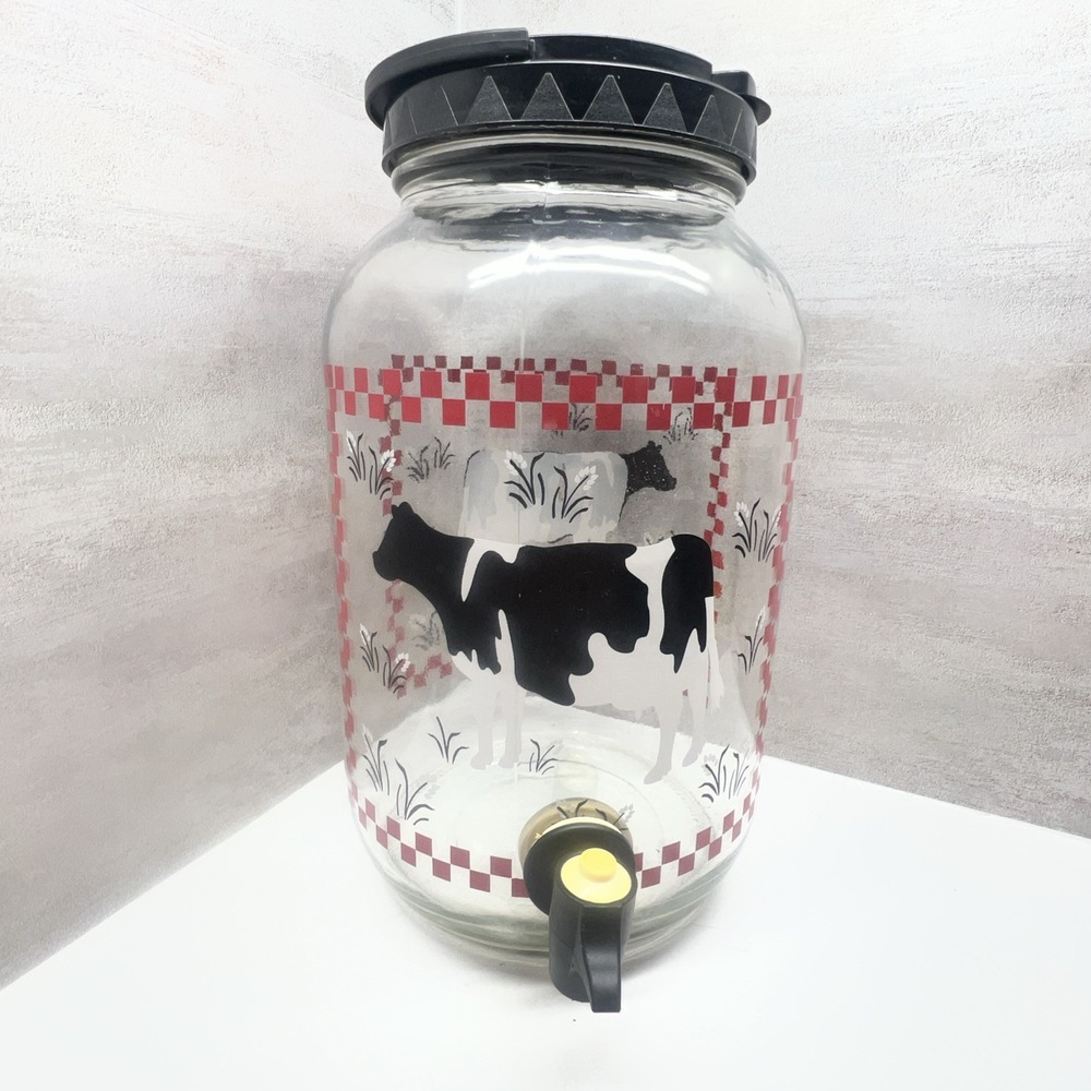 1 Gallon Cow Design Sun Tea Glass Pitcher